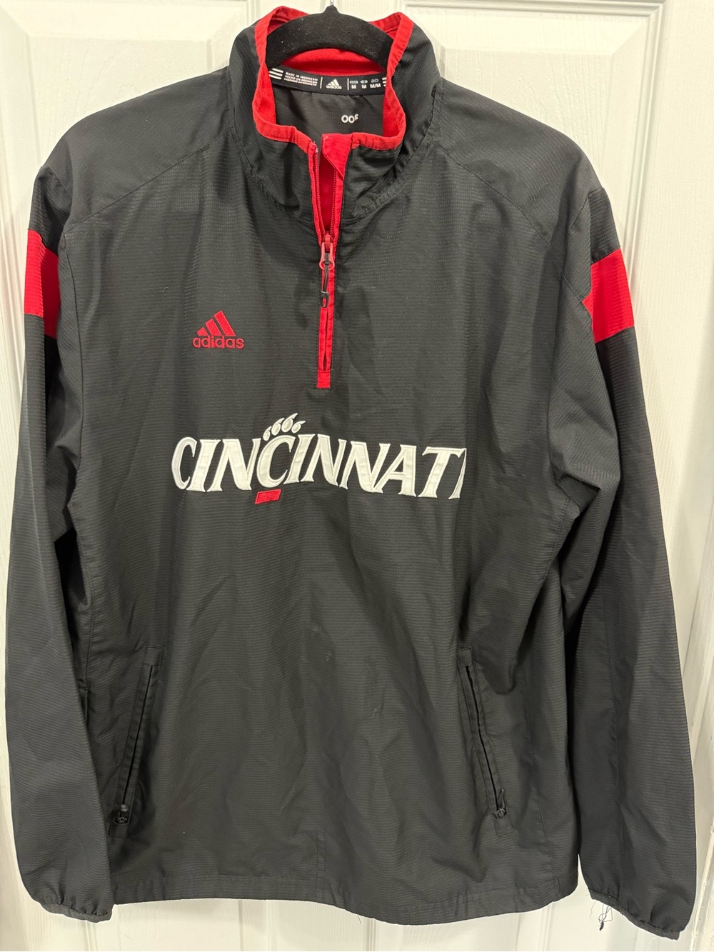 adidas Black and Red Cincinnati Quarter-Zip Pullover